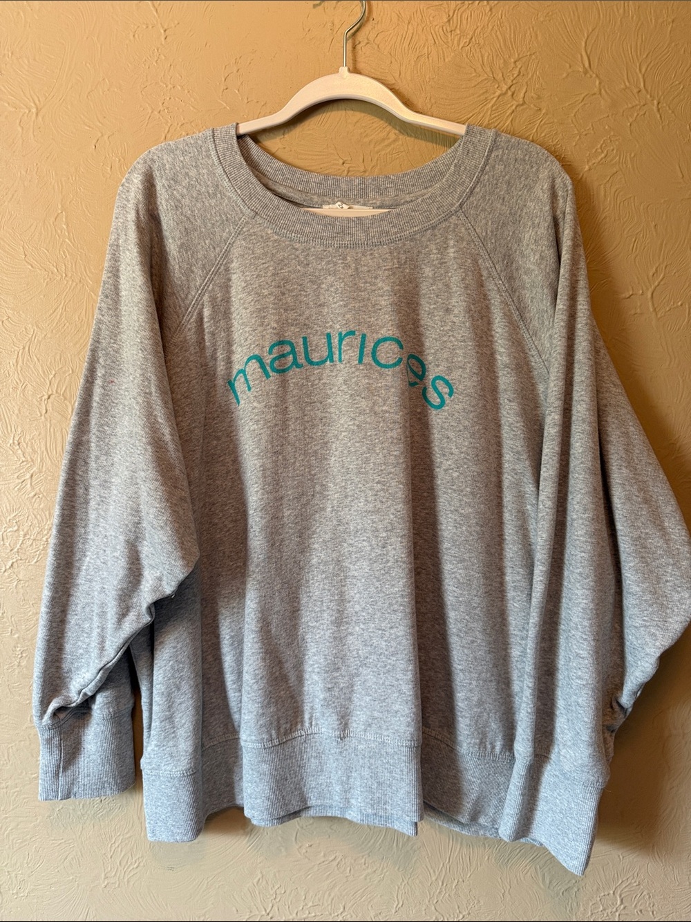 Maurices Gray Sweatshirt 2x with Teal Script Logo worn once
